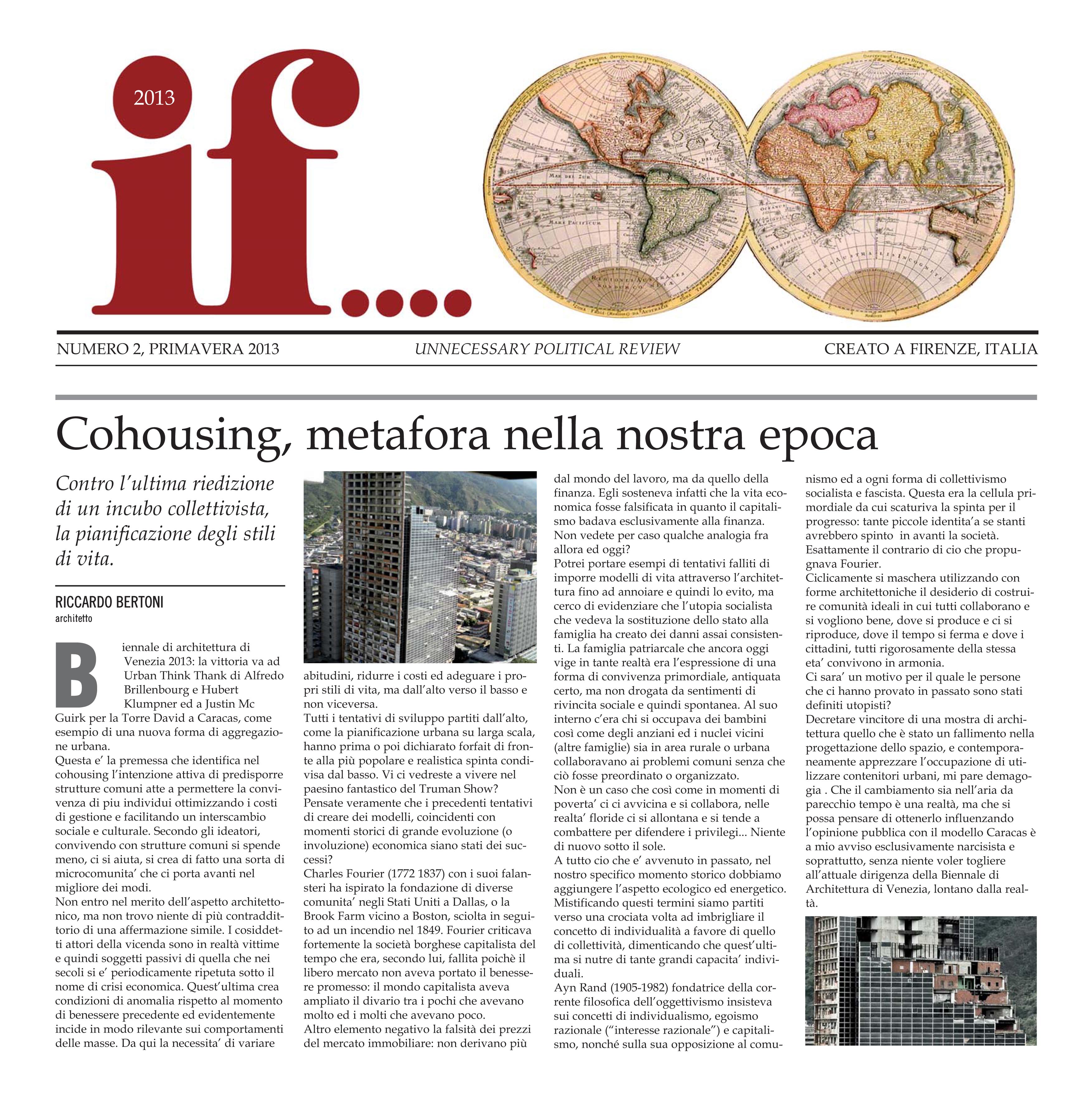 IF n2 Cohousing, metafora nella nostra epoca - aprile 2013